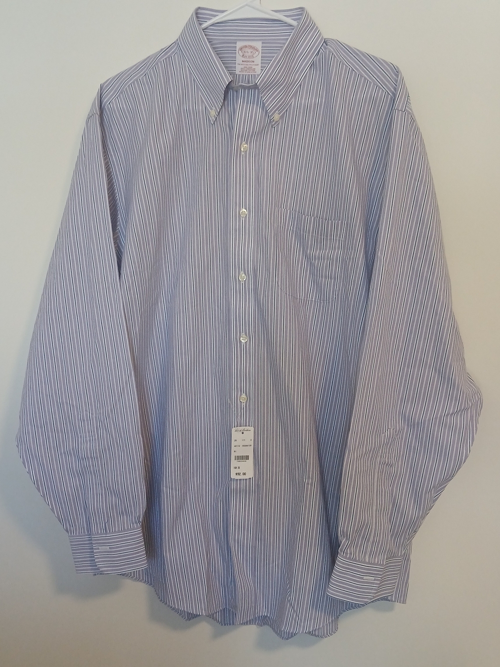 Brooks Brothers Purple and White Striped Dress Shirt